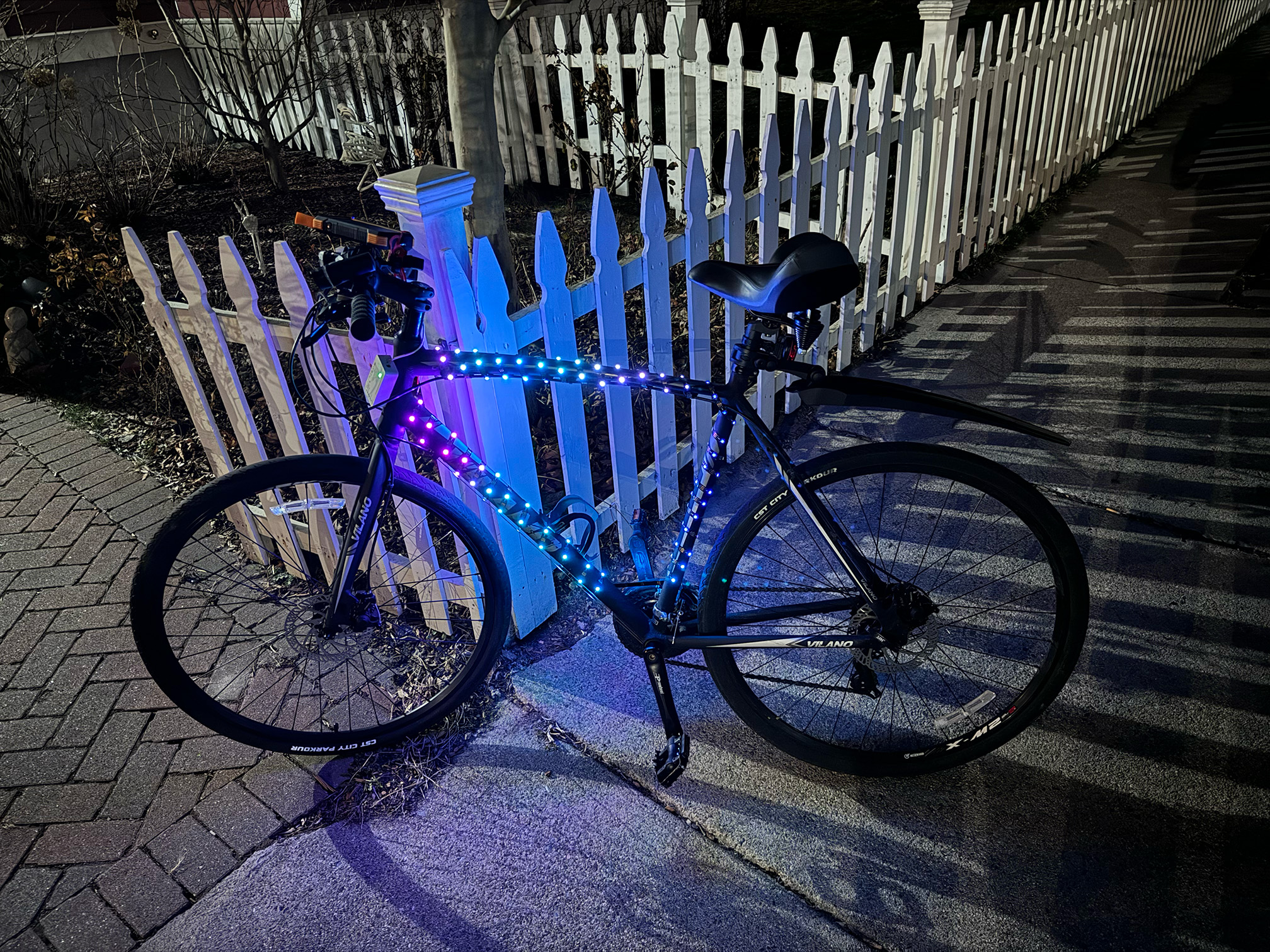 Spiced up bicycle with RGB LEDs on the frame!
